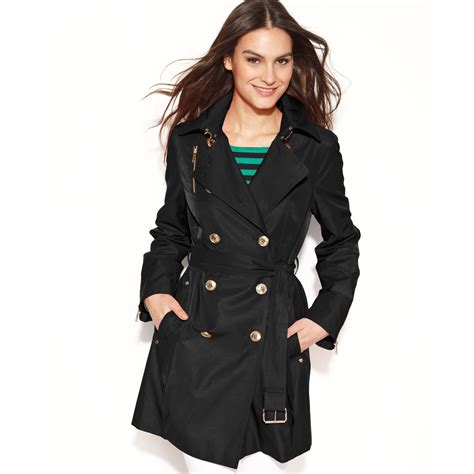 michael kors black coat womens|Michael Kors black trench coat.